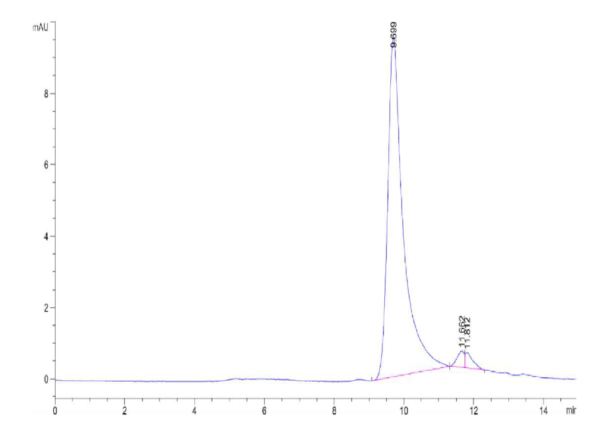 HPLC of Biotinylated Human APRIL/TNFSF13 Trimer Protein (Primary Amine  2557